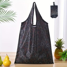 Resim 1 adet Polyester Katlanabilir Alışveriş Çantası - Tekrar Kullanılabilir Kompakt Market Çantası, Taşınabilir Torba ile, Seyahat ve Süpermarket için Uygun, Makinede Yıkanabilir, Günlük Alışveriş Gereksinimleri için İdeal 