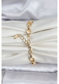 Resim 14k Gold Renk Kaplama Lazerli Zincir Model Cm Kadın Bileklik - Ebj251201w38626 Bakır 