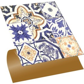 Resim Kendinden Yapışkanlı Karma Mavi Çini Desenli Pvc Karo 30X30 cm (33 Adet) 3m2 
