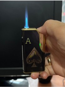 Resim Yeni İskambil Kagıdı Poker Maça As Desenli Lüx Çakmak Sarı - Siyah 