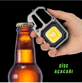 Resim Dekohop El Feneri Metal Gövdeli Cob Led Çok Fonksiyonlu Kamp Feneri Siyah 