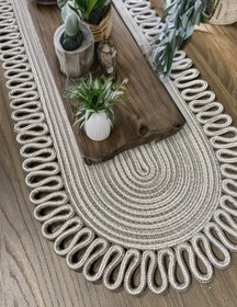 Resim Bohem Dekoratif Runner / Masa Örtüsü - 30x70cm / Gri 