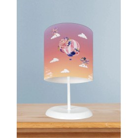 Resim Bebek ve Çocuk Odası Uçan Balon ve Çiçek Desenli Abajur 