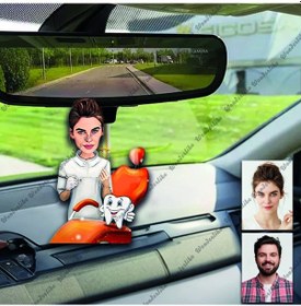 Resim Bayan Doktor Dişçi Ahşap Tasarımlı Araba Dikiz Ayna Süsü 