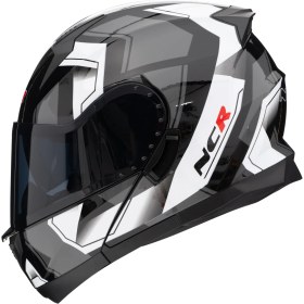 Resim NCR Icon Çene Açılır Kask Siyah Vizörlü 