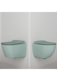 Resim Creavit Free Kanalsız Nil Yeşili Asma Klozet Fe322, Creavit Free Duck Duroplast Yavaş Kapak Yeşil 