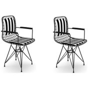 Resim Knsz kafes tel sandalyesi 2 li mazlum syhtuan kolçaklı sırt minderli ofis cafe bahçe mutfak 