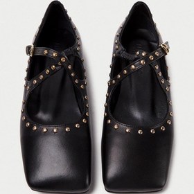 Resim Mubiano Hakiki Deri Collection Kadın Bant Detaylı Zımba Detaylı Babet Siyah - Mcsr1005 - S Siyah 