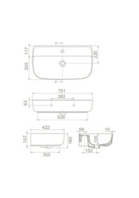 Resim Turkuaz Seramik Cerastyle Aqua 75 x 40 CM Tezgah Üstü Çanak Lavab 