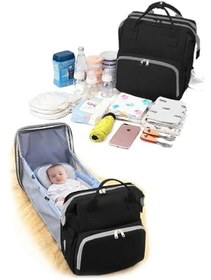 Resim Moda West Açılabilir Yataklı Puset Askılı Termal Biberonluk Bölmeli Su Geçirmez Bebek Bakım Çantası Baby Bag 