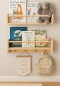 Resim Jaju Baby 50 Cm 2 Li Naturel Raf Askılık Montessori Çocuk Odası Aksesuar Dekorasyon 