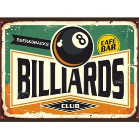Resim Billiards Club Retro Ahşap Poster Tablo Vintage Bilardo Bar Dekoru 