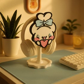 Resim Cinnamoroll Temalı Kulaklık Tutucu - Oyuncu Masası Aksesuarı | Gaming Setup Kulaklık Standı - Mor / Kahverengi 