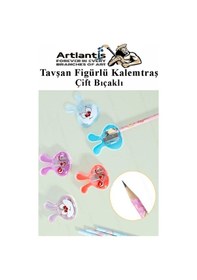 Resim Tavşan Kalemtraş 4 Renk 1 Paket Hazneli Jumbo Kalemtıraş Tavşanlı Standart Kalem Açacağı Sevimli Plastik 