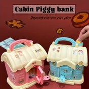 Resim Çocuklar için Para Biriktirme Evi, Anahtarlıklı Noel Temalı, Kendin Yap Dekorasyon, Rastgele Renk (Pembe/Mavi) - ABS Malzeme, Plastik, Kağıt El Sanatları 