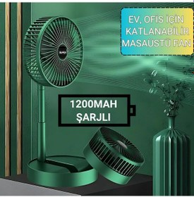 Resim Coofbe Teleskopic 1200mah Şarjlı 3 Hız Modlu Masaüstü Vantilatör Fan Ev Ofis Masaüstü Vantilatör Fan 