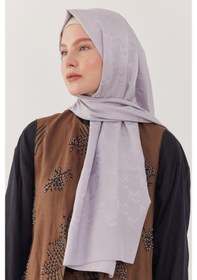 Resim Mirsoy Scarf Mc Desen Parlak Jakar Şal - Açık Gri Açık Gri 