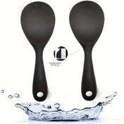 Resim 1/2/4X Silikon Pirinç Kaşığı, Yapışmaz Isıya Dayanıklı Silikon Pirinç Servis Kaşığı, Pirinç Pişirici Kaşığı (Siyah), Reayou 