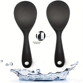 Resim 1/2/4X Silikon Pirinç Kaşığı, Yapışmaz Isıya Dayanıklı Silikon Pirinç Servis Kaşığı, Pirinç Pişirici Kaşığı (Siyah), Reayou 
