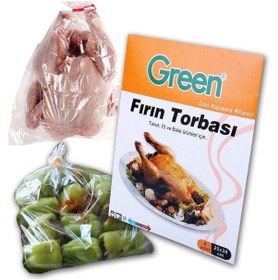 Resim Şeylişeyler - Green Fırın Torbası 8'li 1 Paket 25x38 Cm Klipsli Tavuk Ve Sebze Pişirme Poşeti 