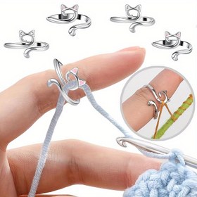 Resim 1 Adet Ayarlanabilir Örgü Yüzük İplik Rehberi, Daha Hızlı Parmak Koruyucu, Tığ İşi Dikiş Aracı, Ergonomik İplik Rehber Halkası, Hızlı Örgümeye Uygun, Başlangıç Seviyesi İçin Mükemmel, Anneler Günü Hediyesi 