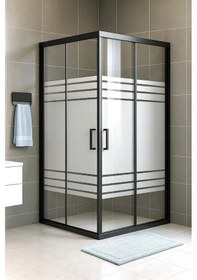 Resim Durul Duşakabin Kare 5mm Siyah Profil Desenli H:190 