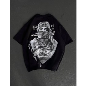 Resim Beruflic Baskılı Oversize T-Shirt - Siyah 