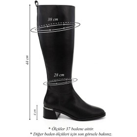 Resim Gönderir Kadın Siyah Platinum Fermuarlı Kalın Topuklu Hakiki Deri Çizme Dkzc84335882 Siyah 