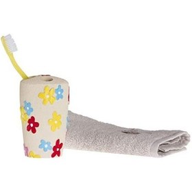 Resim Diş Fırçalık Renkli Papatyalı Poliresin Model Siyah 