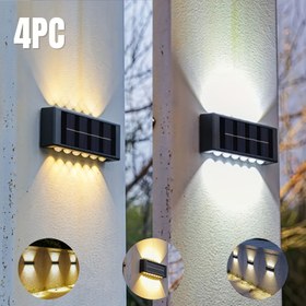 Resim 4 Adet 12/16 LED Güneş Enerjili Bahçe Aydınlatması, Dış Mekan ve Duvar Dekorasyonu için IP44, Modern Villa Peyzajı, Yürüyüş Yolu ve Koridor Işıkları 