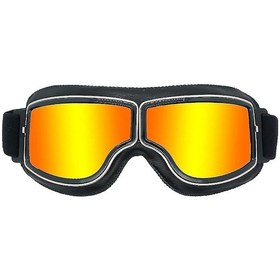 Resim Trend Retro Gözlükler, Motosiklet Kask Gözlüklerisiyah Deri Kahverengi Lensler 