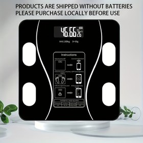 Resim Kablosuz Yüksek Hassasiyetli Akıllı Terazi - Siyah & Beyaz, AAA Pil ile Çalışır (Piller Dahil Değildir) Akıllı Elektronik Terazi, Banyo Terazisi, Ev Tipi Küçük Ağırlık Terazisi 