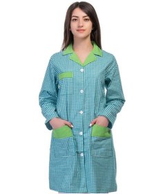 Resim Temizlik Önlük Zefir Yeşil Beyaz Kareli 