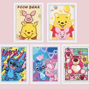 Resim 5D Kendin Yap Dikişli Winnie The Pooh Çilek Ayısı Elmas Sanat Kiti, Karikatür Anime Kristal Taş Nakış Mozaik Boyama Seti, Ev Duvar Dekoru, Sanatı Hediye, Çerçevesiz 