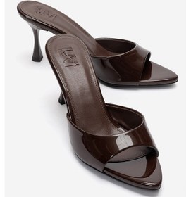Resim Luvishoes Tıera Kahverengi Rugan Kadın İnce Topuklu Terlik 