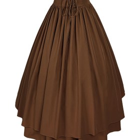 Resim Kadınların Zarif Gotik Resmi/Yarı Resmi Maxi Etek - Yüksek Beli, Ayarlanabilir Bağcıklı Bel, Partiler, Ofis, Günlük Kullanım İçin Şık Kesim, Tüm Mevsimler İçin Şık Kahverengi Elbiseler ve Kıyafetler, Sevimli Etekler, Parti Kıyafetleri, Sophistike Stil, Akışkan Kumaş, Ofis Kıyafetleri, Dayanıklı Malzeme, Moda Kadınlar 