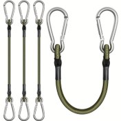 Resim 4 Adet Ağır Hizmet Yeşil Elastik Halat Kancaları, 12 İnç Esnek & Dayanıklı Metal Karabinalarla Güvenli Bağlantı için, 55.34 KG Altında Çok Amaçlı Kullanım, Sağlam Bağlama Çözümü, Güvenir Yapı 