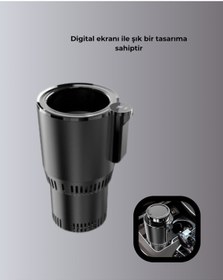 Resim Isıtma Soğutma Özellikli Araç Bardaklığı Çakmak Girişli Akıllı 