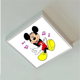 Resim Gökyüzü Panel Mickey Mause Çocuk Odası Avize- 60W Homojen AYDINLATMA-60 cm x 60 cm Kare-Beyaz Led-Metal Sağlam Çerçeve 