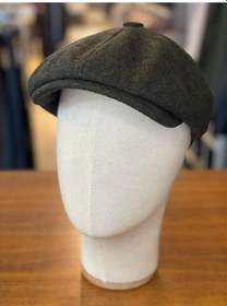 Resim Hamze Peaky Blinders Tarz İngiliz Model Balıksırtı Desen Kaşe Kumaş Kasket Şapka Haki 