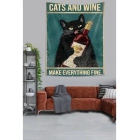 Resim Storemax Pelangi Şarapçı Sevimli Kedili Kediler Iyileştirir Leke Tutmaz Kumaş Duvar Örtüsü Duvar Halısı Tapestry, Siyah-Yeşil 70 x 100, 76874277010005 