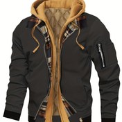 Resim Pearson OBM Erkek Kış Yeni Kore Tarzı Kapüşonlu Ceket, Rahat ve Trend Dış Giyim, Düz Renk, Resmi Stil, Fermuar Detayları ile. 