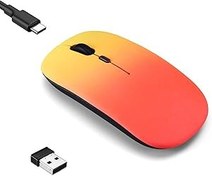 Resim Kablosuz Bluetooth Fare, LED Çift Modlu Şarj Edilebilir Sessiz İnce Dizüstü Bilgisayar Faresi, Taşınabilir (BT5.2+USB Alıcı) Çift Modlu Bilgisayar Faresi, Dizüstü Bilgisayar, Masaüstü Bilgisayar, ipad 