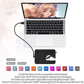 Resim XP-PEN Deco Mini4 Grafik Tablet Android Windows iOS 