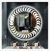 Resim GLOBAL LED MIRROR 55 Cm Beyaz Ledli Tasarım Kumlamalı Dokunmatik Bluetoothlu Buğu Önleyicili Banyo Aynası Makyaj Ayna 