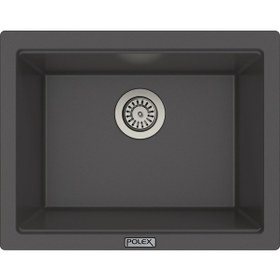 Resim Polex Cristalüx Granit Evye P-09 Antrasit Tezgah Altı Ve Tezgah Üstü Kare Mutfak Evyesi 55.5x43.5 CM 