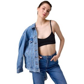 Resim Cottonhill Premium - Kadın Siyah Seamless İp Askılı Crop Top Büstiyer Siyah 