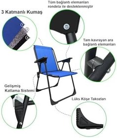 Resim Natura 4 Adet Kamp Sandalyesi Katlanır Piknik Sandalye Oval Bardaklıklı Mavi Katlanır MDF Masa Mavi, mnv_4KPSOBMDF 