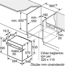 Resim Bosch HUA736EV0T 76 LT Buhar Destekli Ankastre Fırın 