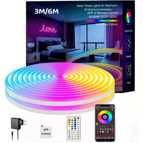 Resim Yatak Odası için Led Işıklar, 298.7cm RGB Neon Halat Işıkları, Uygulama Kontrolü, IR Uzaktan Kumanda, Müzik Senkronizasyonu, Ayarlanabilir Renk, Dış Mekan Su Geçirmez, AB Güç Kaynağı ile, Yatak Odası, Oyun, Parti, Dış Mekan Dekoru için Esnek Şerit Işıkları Kesilebilir 